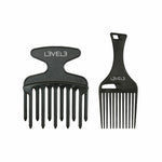 LEVEL3 Hair Pick 2 Piece Comb Set | Hair Styling Comb Bundle